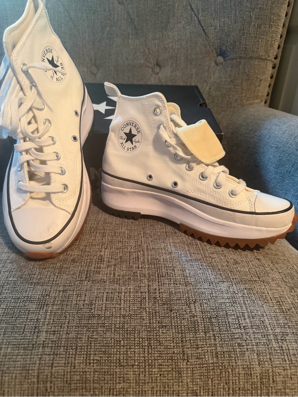 Converse White Platform High Top Sneakers with Gum Outsole